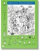 Черно-бял пъзел със скрити предмети от "Суперзагадки във фермата 11 - скрити картинки" включва крава в сняг, фермерски сгради, трактор, хора, дървета и задачи за търсене на зелена рамка - идеален за всяка книга за деца!.-6-thumb