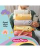 Някой държи светещия силиконов несесер Miquelrius Back2Fun – Куче. На изображението са изобразени пастелни рисунки, дъга и надписите „Good vibes only“ и „Back2Fun“ — идеален аксесоар за училище!.-9-thumb