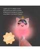 В ръка се държи светеща химикалка Miquelrius Back2Fun – еднорог, лилава, с блестяща глава на еднорог. Химикалката свети в различни цветове, а върху жълта фигура е изписано „Cute unicorn“ на четири езика.-5-thumb