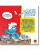 В "Смърфовете - Свят на професиите - книга 1: Смърфа готвач" син смърф готви с дървена лъжица и чете готварска книга, докато води записки; български текст изпълва балончетата в тази детска книжка.-4-thumb