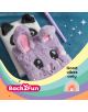 Плюшена тетрадка с катинарче в лилав дизайн „Fluffy Bunny“ и таен дневник с ключ Miquelrius Back2Fun - Панда лежи върху синя повърхност до химикал, с пастелни графики в цветовете на дъгата, надпис „Good vibes only“ и логото на Back2Fun.-6-thumb