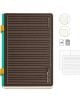 Тефтерът Mifterrius B2B Doble Gris A5 с комбинирано съдържание е кафяв тефтер с меки корици, с тиландски гръб, жълта ластична лента, 96 листа хартия с тегло 70 г/кв.м и възможности за линирани, пунктирани и празни страници.-2-thumb