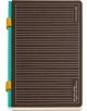 Затворена тетрадка Miquelrius B2B Doble Gris A5 с меки корици и хоризонтални линии. Кафява корица, зелен гръб, жълти ластици; бели данни за продукта в десния край. Подобна на тефтер с твърди корици или Miquelrius A5.-1-thumb