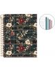 Тефтер Miquelrius Highland Days Poppies A6 със спирала, тъмнозелена каре и флорална корица, със 100 листа на широки редове и цветна диаграма в кръгъл детайл горе вдясно.-2-thumb