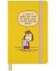 Тефтерът Moleskine Limited Edition Peanuts Patty (13 x 21 см, жълт) е с цитат от комикса за фъстъците, ластик, две лентички и тематични стикери.-1-thumb