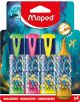 Комплектът текстови маркери Maped Fluo Peps Dragon включва 4 цвята – зелен, розов, жълт и оранжев, с ефект на драконови люспи и златен дракон в специална фентъзи опаковка с илюстрации на дракон и луна.-1-thumb