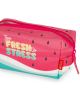 Термо несесер Legami - Диня е розов сак с дизайн на диня, щампа "Too fresh to stress", яркорозов цип и етикет с надпис Legami Watermelon, съчетаващ забавление и стил.-3-thumb