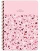 Тетрадка Keskin Color Terrazzo, 80 листа с малки квадратчета с розова корица и със спирала. Надписът гласи "Everyday" и е придружен от образен теракотен модел в розови, червени и бели форми. Идеална тетрадка за училище или работа. Налична е в книжарница O-1-thumb