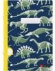 Тетрадката „Miquelrius Dino Fossil“ А4, 48 листа, малки квадратчета, има синя корица, украсена със зелени и бели илюстрации на скелети на динозаври, и жълт гръб. Изработена е от качествена хартия, осигуряваща гладко писане, и разполага с бял етикет за име-1-thumb