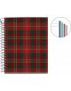 Тефтер Miquelrius Highland Days Lenox A6 със спирала и 100 бели нелинирани листа с червено-зелена карирана корица. Пет цветни табове-син, зелен, розов, сив и червен-стърчат от дясната страна.-2-thumb