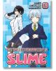 Корицата на "That Time I Got Reincarnated as a Slime, Vol. 28" показва Rimuru Tempest в костюм и вратовръзка с друг герой в бяло палто на син пикселизиран фон, вдъхновен от Съвета на Запада.-thumb