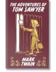 Корицата на книгата "Приключенията на Том Сойер" (Arcturus Ornate Classics) представя момче с шапка, което боядисва бяла ограда с четка и кофа, а в долната част има декоративни цветя.-thumb