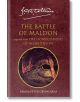 Корицата на книгата "Битката при Малдон", класическа англосаксонска поезия от Дж.Р.Р. Толкин, под редакцията на Питър Грибаускас, включва илюстрация на древен шлем на бордовия фон.-2-thumb