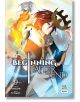 Корицата на The Beginning After the End, Vol. 9 показва Артур, червенокос герой в кралско облекло, държащ счупена корона, с мотиви на меч и магия. Зад него се носи среброкоса фигура със светещи ръце.-thumb