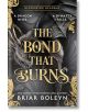 Корица на книгата „The Bond That Burns“ (Академия „Блъдуинг“, том 2) от Брайър Болейн, на която е изобразен изключително детайлен сребърен дракон, украсен със златни орнаменти на фона на тъмно, завихрено пространство. Пропит с романтично-фентъзи атмосфера-2-thumb