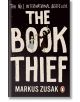 Корицата на книгата "Крадецът на книги", 10-о юбилейно издание от Маркъс Зюсак, чието действие се развива в нацистка Германия и е разказано от Смъртта, представя момиче, което танцува с фигура с качулка. Заглавието е изписано с удебелени бели букви, а в г-1-thumb
