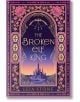 Корицата на книгата „The Broken Elf“ (от поредицата „The Kings of Avalier“, том 2) от Лея Стоун, на която са изобразени фантастичен замък при залез слънце, богато украсени златни орнаменти, розови цветя и фон с прелив от лилаво към оранжево — зашеметяващ -4-thumb