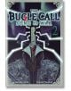 Обаждане на Bugle: На корицата на "Песента на войната", том 2, е изобразен меч в земята пред самотна, забулена в плащ фигура с подобни на клони шестоъгълници, докато мълнии проблясват над падналите войници на хаотичното бойно поле на Еринската империя.-thumb