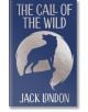 Синя корица на джобното издание на книгата "Зовът на дивото" (Arcturus Ornate Classics) със сребърен силует на вълк, виещ на върха на скала, със заглавието и името на автора с удебелени сребърни букви.-thumb