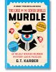 Корицата на книгата Murdle: The Case of the Seven Skulls, на която е изобразена циклопска фигура с федора сред цветни икони, със слоган, подчертаващ логическите пъзели с мистерия на убийството.-1-thumb