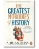Корицата на книгата The Greatest Nobodies of History (Най-великите бездарници в историята), представяща пренебрегвани герои в исторически облекла, включва цитат на Стивън Фрай и логото на Penguin в долната част.-thumb