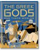 Корицата на книгата "Гръцките богове и техните светове" е вдъхновена от древногръцката митология и изобразява Зевс с мълния и скиптър на фона на класическа архитектура и бик, което пресъздава същността на гръцката митология.-1-thumb
