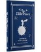Подаръчното издание на "Малкият принц" със синя копринена подвързия е със сребърна илюстрация на принца на неговата планета, заобиколена от звезди, с бял декоративен текст и рамка.-1-thumb