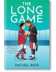 Илюстрирана корица на "Дългата игра" (Game Changers, Book 6) от Рейчъл Рийд, на която двама съперничещи си хокеисти мъже стоят близо до себе си на ледена пързалка - интензивен хокеен романс, в който врагове се влюбват.-thumb