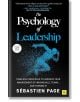 Корицата на "Психология на лидерството" включва сини частици, оформящи профил на човешка глава върху черен фон, с бял и син текст и предговор от Лари Кълп, главен изпълнителен директор на GE, което я прави отличаваща се сред книгите за лидерство.-thumb