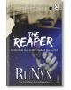 Корицата на The Reaper (Dark Verse, Book 2) от RuNyx е с тъмен, загадъчен дизайн със сенчеста фигура, градски пейзаж и смело бяло заглавие. Този мрачен мафиотски романс проследява Тристан Кейн в опасния свят на мафията на Тенебрите.-thumb
