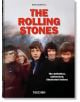 Корица на книгата със снимка на членовете на групата The Rolling Stones, усмихнати на открито, с удебеленото червено заглавие "The Rolling Stones, 45th Edition" и подзаглавие "The definitive, authorized rock band history illustrated book" в долната част.-1-thumb