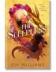 Корица на книгата за The Sleepless (Sleepless Duology, Book 1): Златен дракон се навърта около две фигури сред лилави цветя на златен фон. Текстът гласи: Създадена от Бог, влюбена в чудовище. Романтично фентъзи от Джен Уилямс.-thumb