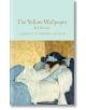 Корица на книгата "Жълтият тапет" и "Херланд" в колекционерската библиотека на Macmillan, на която е изобразена жена, лежаща на легло в стая с шарени жълти тапети.-thumb