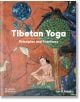 Корица на книгата "Тибетска йога" с традиционна картина, вдъхновена от тантрическия будизъм, със седяща фигура, животни и големи птици на декоративен червеникаво-кафяв фон.-1-thumb