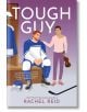 Илюстрираната корица на Tough Guy (Game Changers, Book 3) показва хокеист на пейка, който държи каската си, а до него друг мъж държи цигулка. Хокейната екипировка и стикът са наблизо в този ЛГБТК+ хокеен роман от Рейчъл Рийд.-thumb