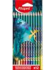 Цветни моливи Maped Color Peps Dragon, 12 цвята, с фантастичен дизайн с дракони и магически горски фон — идеален избор за детското творчество.-1-thumb