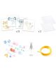 Комплектът "Творчески комплект Djeco - Направи талисмани с водни мъниста" включва 12 животински картички, 2 перфорирани дъски, цветни мъниста и панделки, спрей и жълта панделка - идеален за креативна игра.-5-thumb