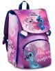 Розова и лилава ученическа раница Seven Lilo & Stitch Extensible с изображения на Стич и Ейнджъл, мотиви със сърца и цветя, надпис „You are magical“ и сини/лилави акценти — идеална за училищните приключения.-1-thumb