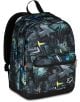 Ученическа раница Seven Pro XXL Abyss е черна с цветен абстрактен десен в синьо, зелено, жълто и сиво, с преден джоб с цип и малко бяло лого в долния десен ъгъл.-1-thumb