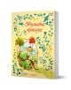 Българската илюстрована книга "Вълшебни приказки - Книга 1" е с цветна корица, на която Пинокио тича сред природата, заобиколен от причудливи рисунки на цветя, дървета и любими детски приказки.-1-thumb