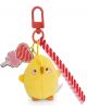 Плюшена висулка Nici Molang - Пиле Piu Piu, 4 см - меко жълто ключодържателче с оранжев клипс, червено-бяло рае и етикет с розов близалка. Перфектен аксесоар за чанта и фенове на Molang.-1-thumb