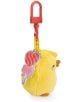 Плюшена висулка Nici Molang - Пиле Piu Piu, 4 см - пухкав жълт ключодържател с оранжев клюн, кафяви крачета, червена пластмасова щипка и висулка близалка сърце - идеален аксесоар за чанта или за добавяне на сладък акцент.-4-thumb