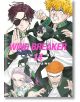 Шестима тийнейджъри в зелени училищни униформи в аниме стил позират динамично на корицата на Wind Breaker, Vol. 14 от Сатору Нии. Розовият текст на заглавието се наслагва върху изображението. Идеално за феновете на Tokyo Revengers и любителите на мангата -thumb