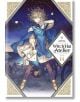 Корицата на Witch Hat Atelier, Vol. 14 показва блондинка в синьо наметало и бели ботуши, която се носи в нощното небе, държейки сребърна шапка, а отдолу се вижда живописен пейзаж.-thumb