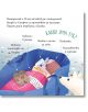 Илюстрирана синя чанта с пантофки „Ягодка“, четка за зъби и паста за зъби, пижама, одеяло и плюшена играчка стои отворена, докато бяло куче я наблюдава. Текстът на български разказва, че Ягодка Петрова тръгва на детска градина — подготвя се за първия си д-3-thumb