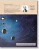 Страница от "За най-любознателните: Космосът" на украински език, с илюстрация на Слънчевата система с планети, орбити, астероидни пояси и портрет на Урбен Льо Верие - идеална за изучаване на космоса.-4-thumb