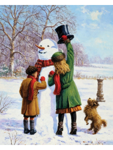 Комплект за лесно рисуване с акрилни бои Royal - Снежен човек, 22 х 30 см.