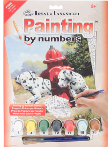 Комплект за лесно рисуване с акрилни бои Royal - Кученци-далматинци, 22 х 30 см.