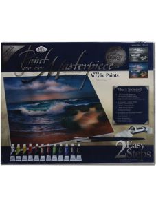 Комплект за лесно рисуване с акрилни бои върху платно - Морски бряг