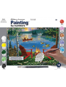 Комплект за лесно рисуване с акрилни бои Royal - Езеро, 39 х 30 см.